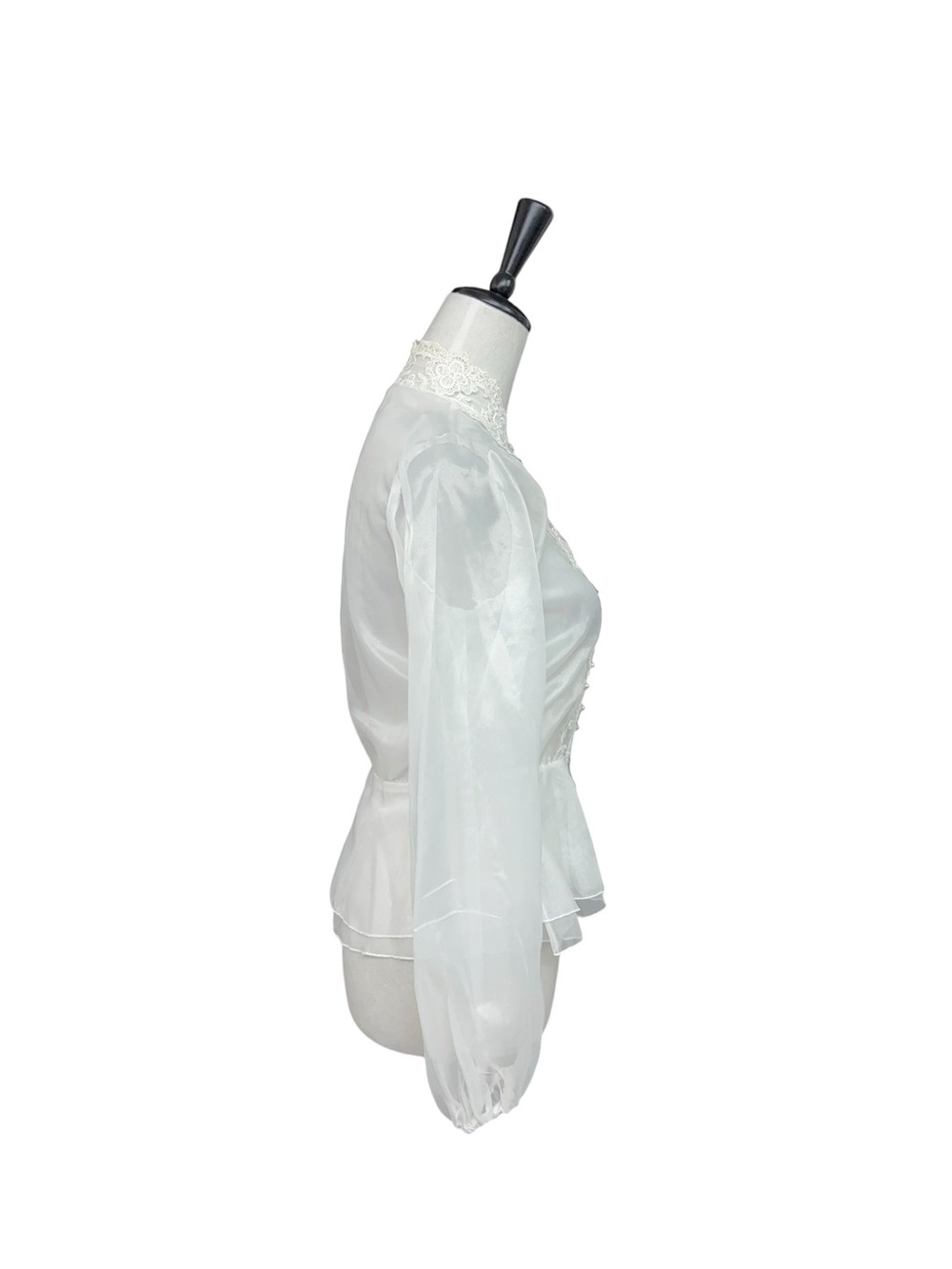 Vintage Style White Sheer Lace Victorian Blouse S/M - Picture 3 of 10